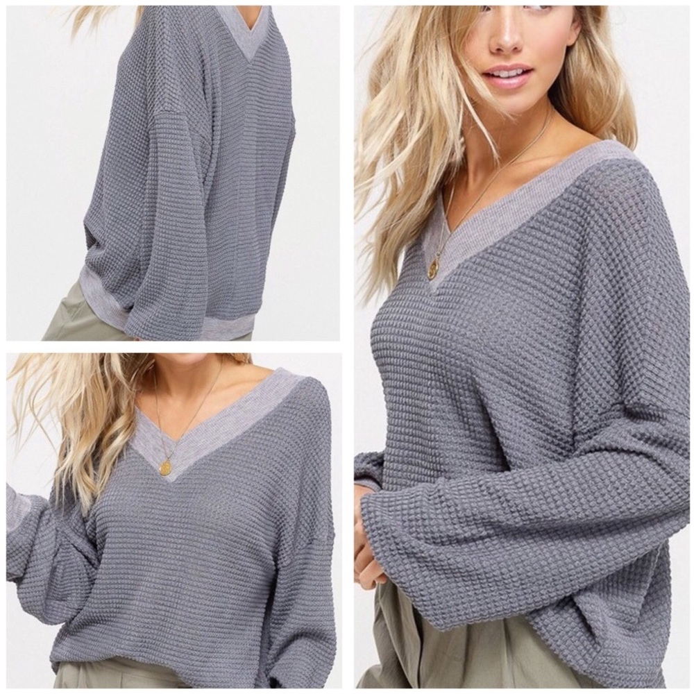 ✔️Last 1! Must Have Soft LS V-Neck Waffle Knit! - Picture 7 of 8